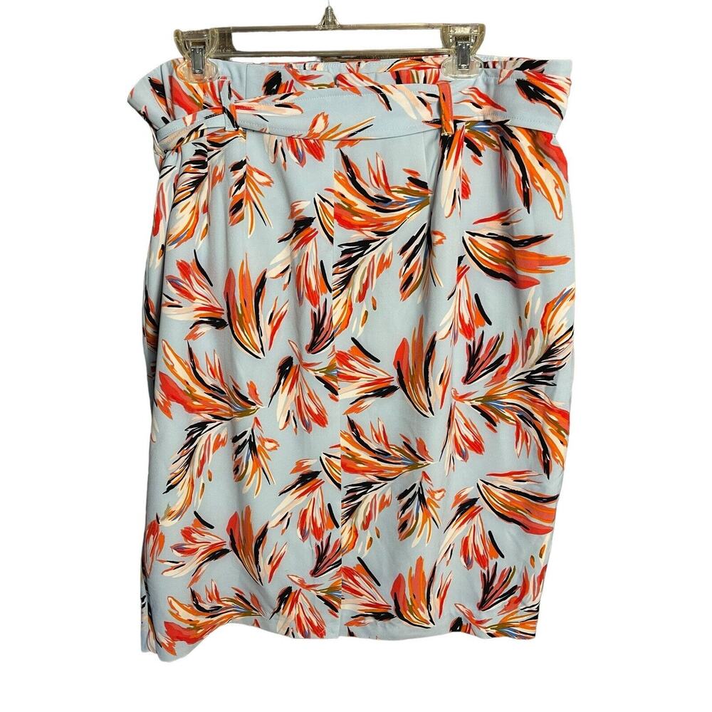 Lane Bryant Womens‎ Blue Floral Tie Waist Straight Pencil Skirt Size 20 - Picture 4 of 5